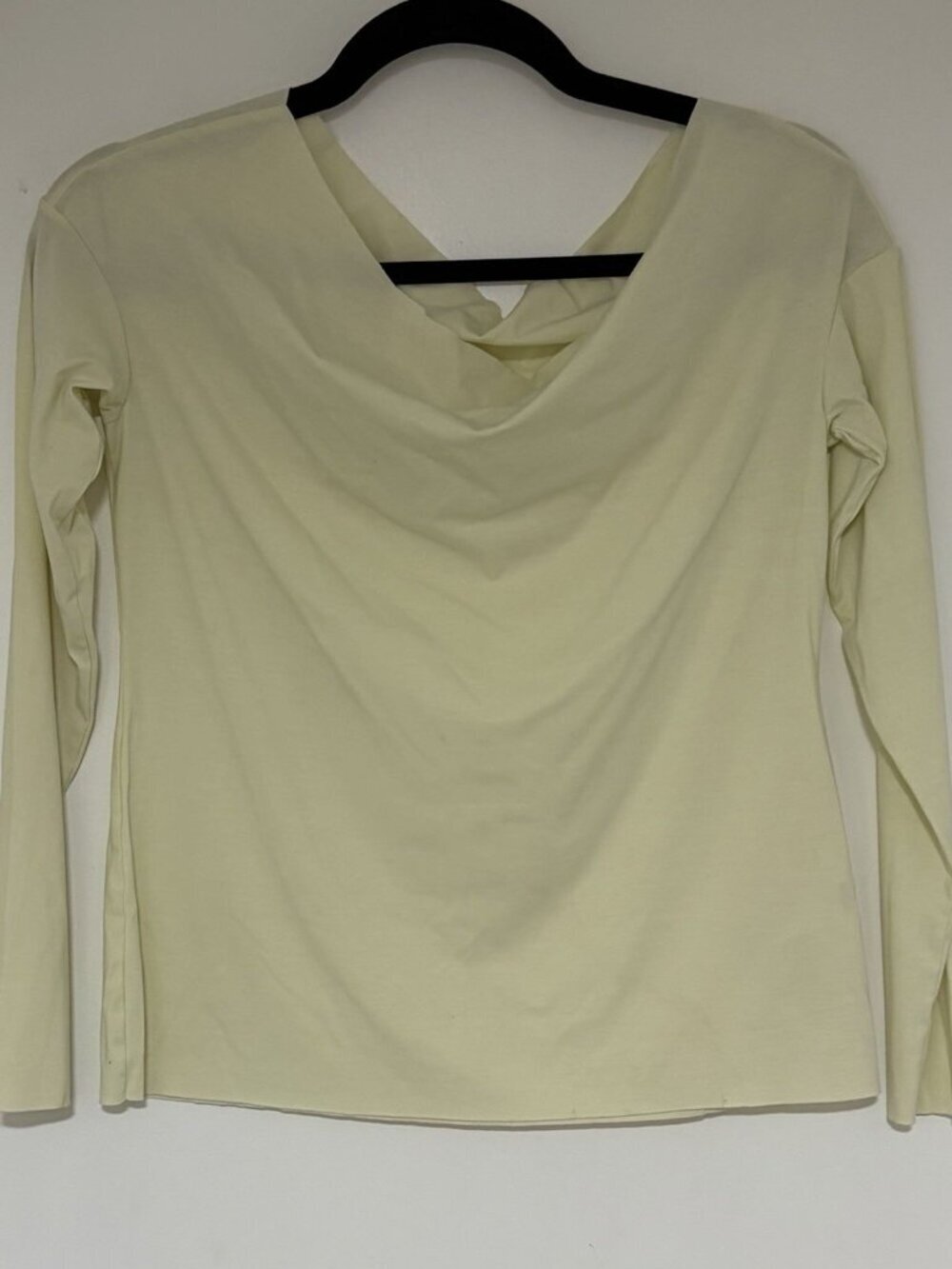 Wolford Women’s Drape Boat Neck Long Sleeve Yellow Top Blouse Size XS